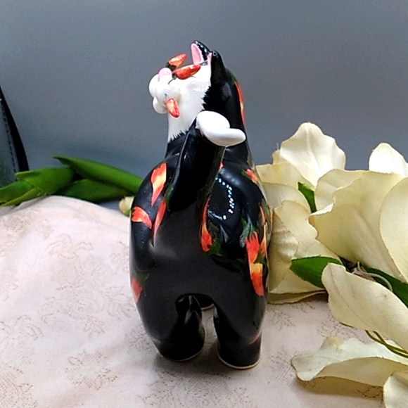 Amy Lacombe 2002 Whimsical Ceramic Cat Hot Chili Peppers - Picture 2 of 10